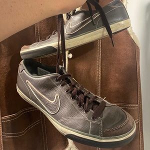 Brown leather Nikes